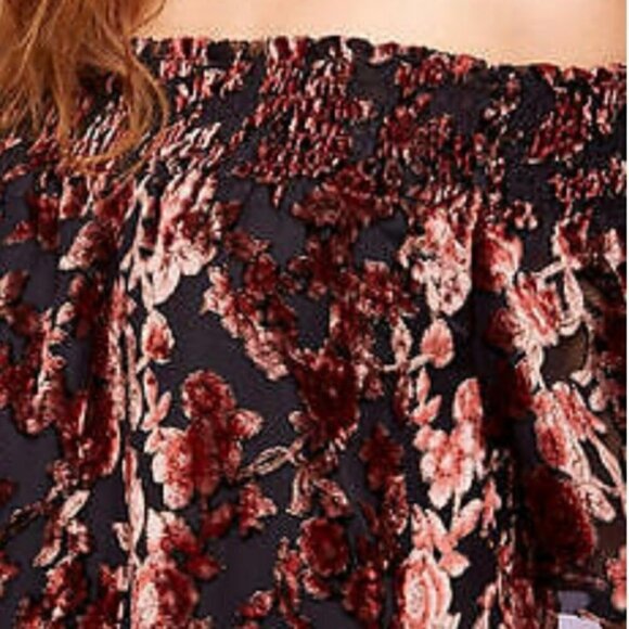 Anthropologie Seen Worn Kept Barrott Velvet Off Shoulder Print Mini Dress 2 - Picture 4 of 11